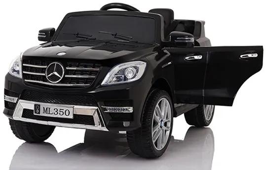 Mercedes ML350 12v, Carro elétrico Infantil módulo de música, assento de couro, pneus de borracha EVA Preto