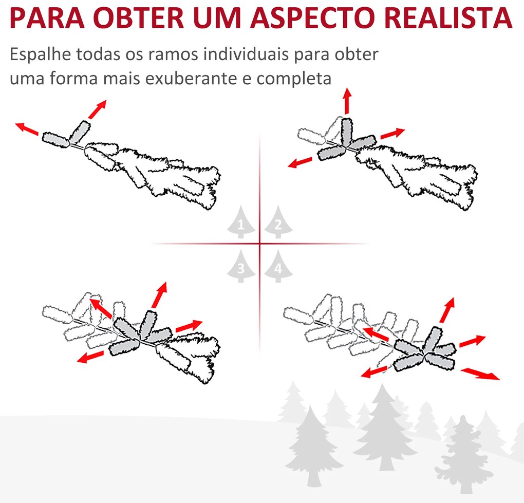 Árvore de Natal Artificial 210 cm Ignífugo com 199 Ramos de PVC Decoração de Natal para Interiores Branco