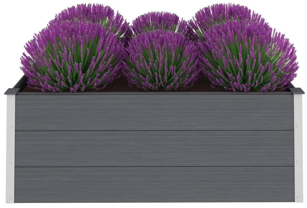 Canteiro elevado para jardim WPC 150x100x54 cm cinzento