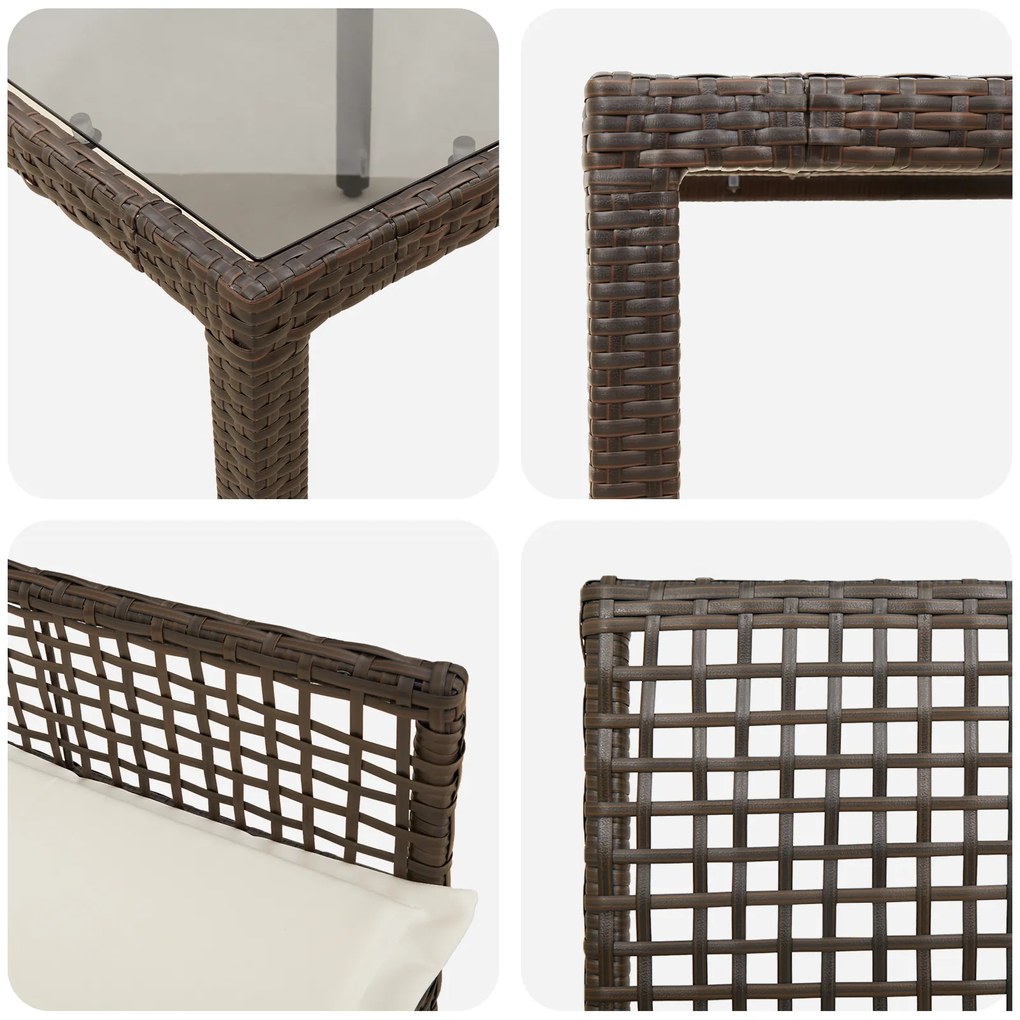 Conjunto de Jantar para Jardim de 7 Peças com Almofadas em Rattan Sint