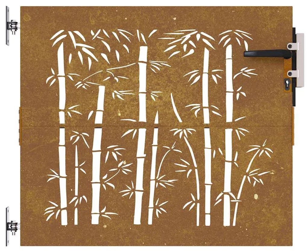 Portão de jardim 85x100 cm aço corten design bambu
