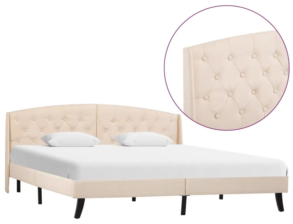 vidaXL Estrutura de cama 160x200 cm tecido cor creme