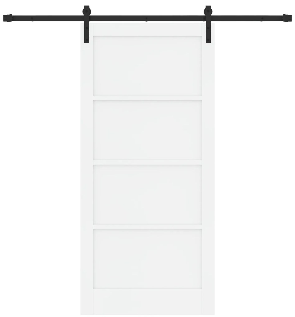 Porta Deslizante com Conjunto de Ferragens Branca 93x202 cm de Madeira