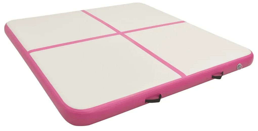 Colchão de ginástica insuflável c/ bomba 200x200x10 cm PVC rosa