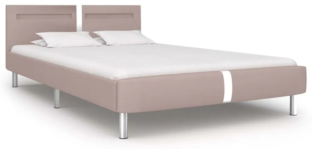Estrutura de cama c/ LEDs 120x200cm couro artificial cappuccino