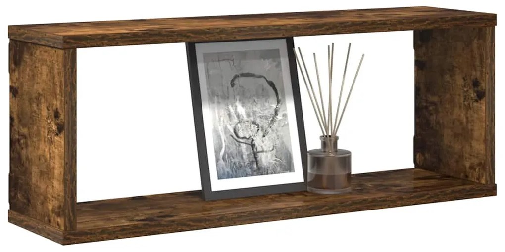 Prateleiras parede 4 pcs madeira processada 60x15x23 cm fumado