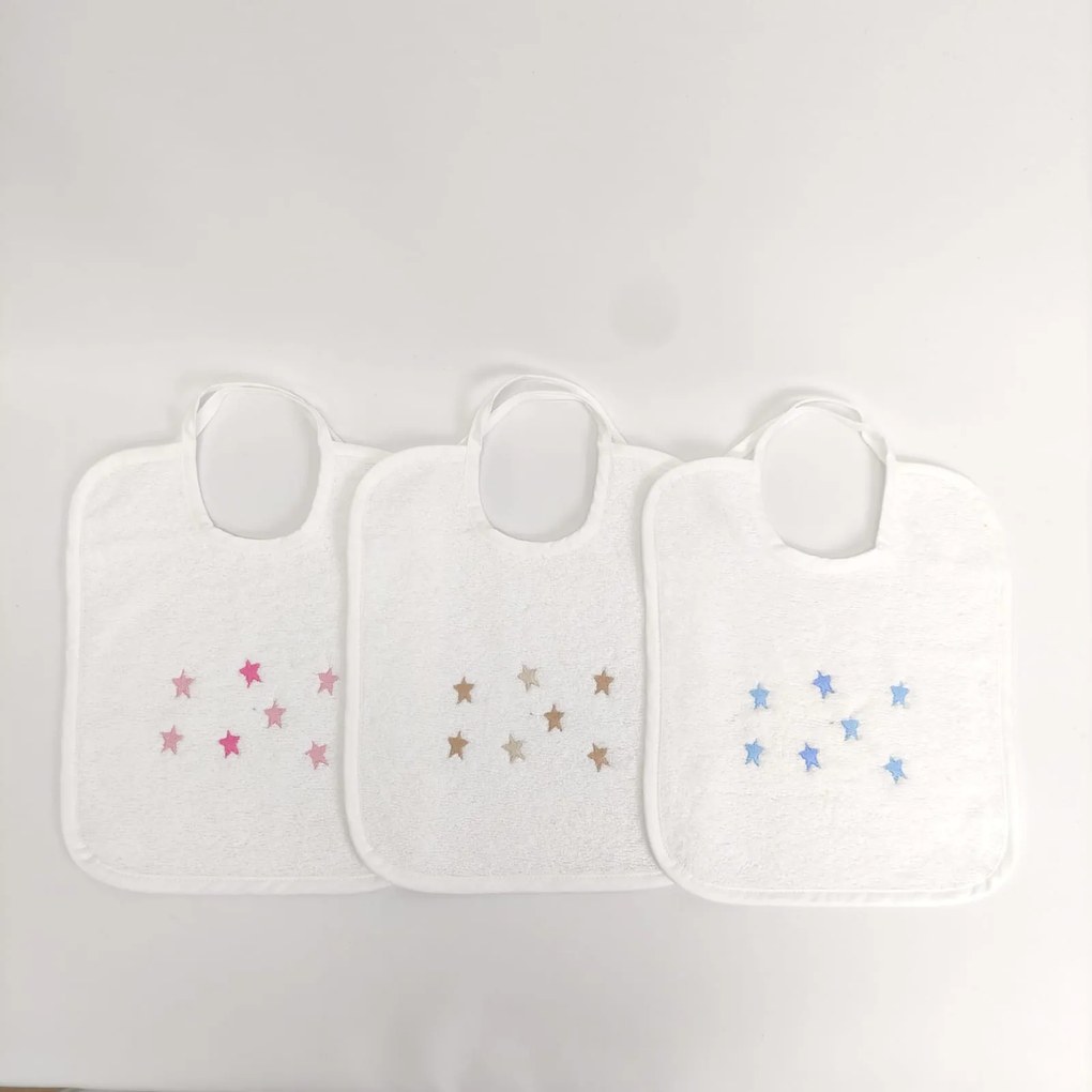Babete Felpo Branco Estrelas Personalizável