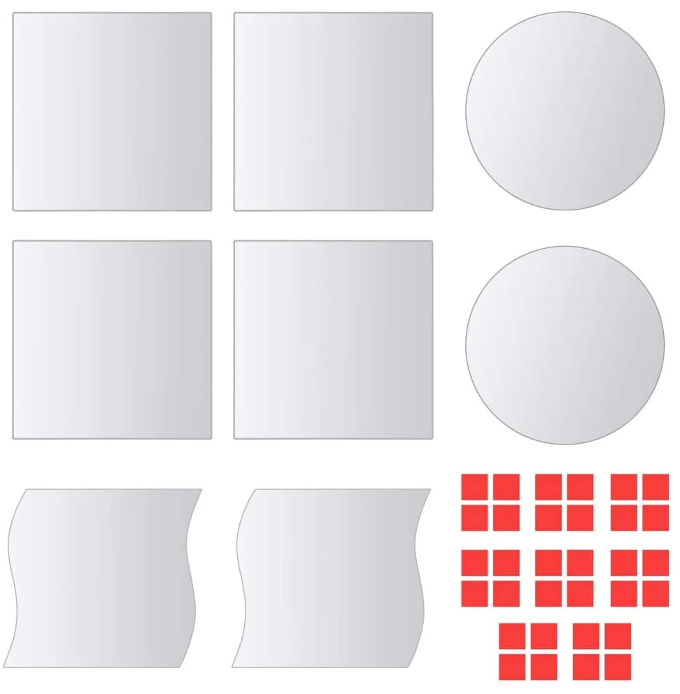 vidaXL 16 pcs painéis espelhados de vidro com várias formas