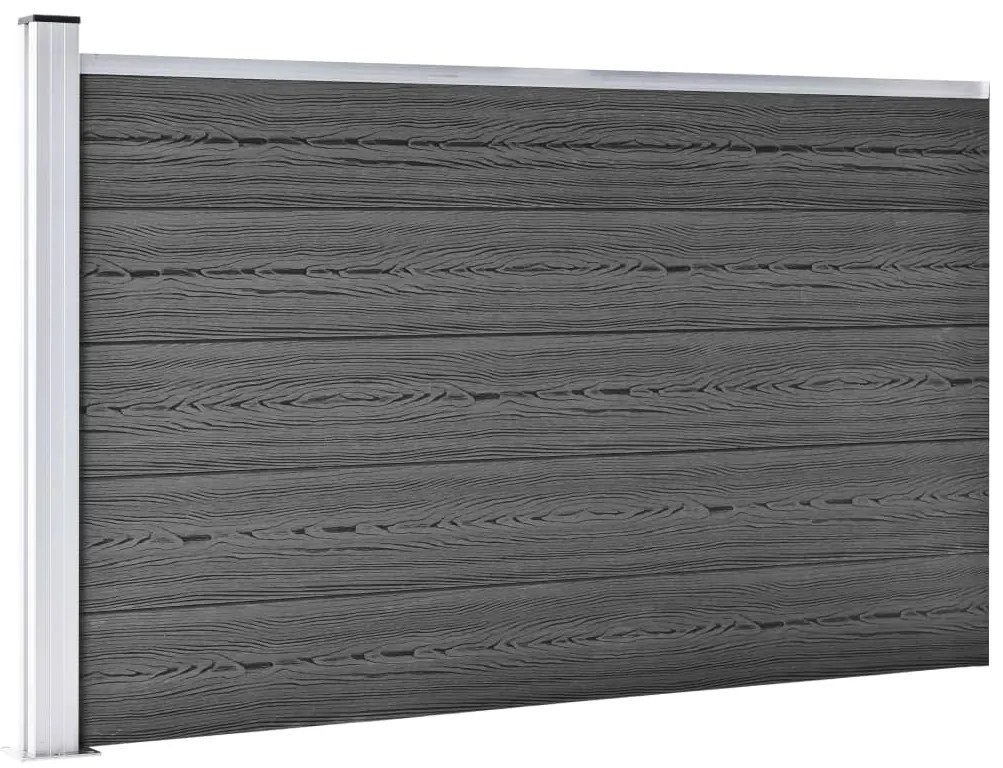 Conjunto de painéis de vedação WPC 353x105 cm preto