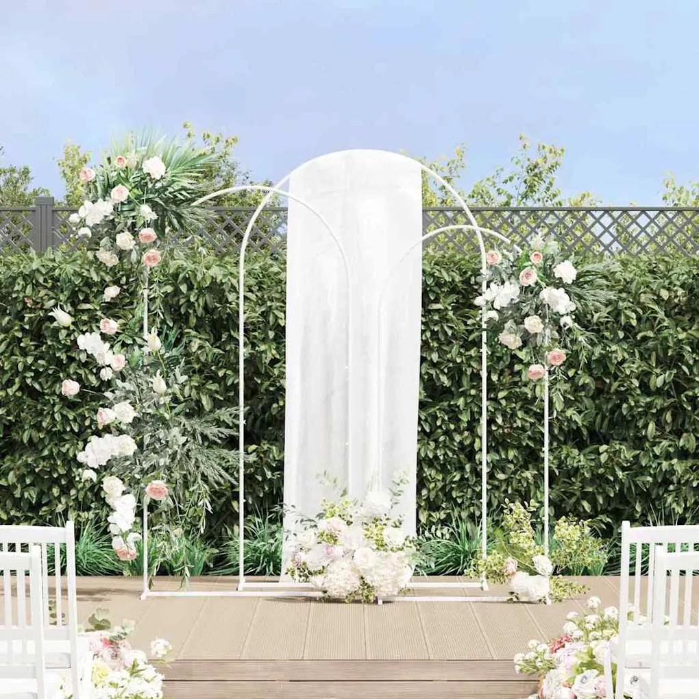 vidaXL Arco de Casamento 3 pcs Branco Aço