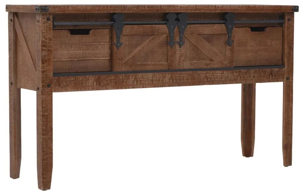 246121 vidaXL Mesa consola madeira de abeto maciça 131x35,5x75 cm castanho