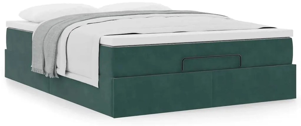 Estrutura de cama otomana com colchão 140x200 cm verde escuro