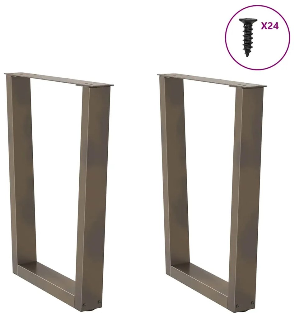 Pés para mesa de jantar em formato de V, 2 peças, aço natural, 60x(72-