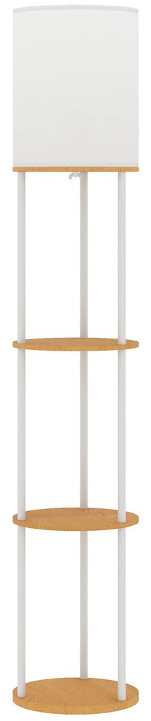 HOMCOM Candeeiro de Pé com Prateleiras 3 Temperaturas de Cor Controlo Remoto e Casquilho E27 Ø29x158 cm Madeira | Aosom Portugal