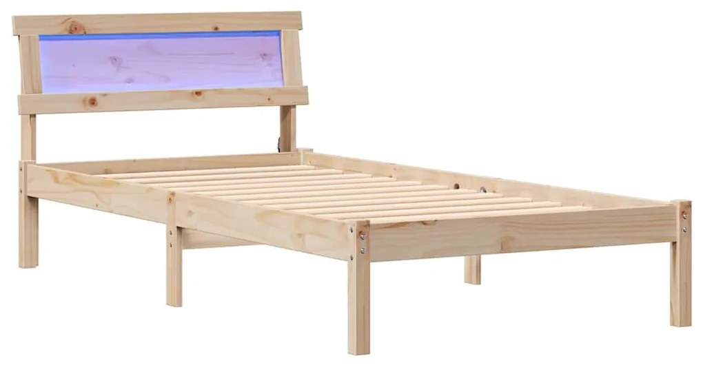 Estrutura da Cama com luzes de tira LED com cabeceira Castanho 90 x 19