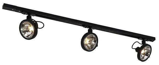 Sistema de calhas de iluminação moderno com 3 focos pretos monofásicos - Iconic Go