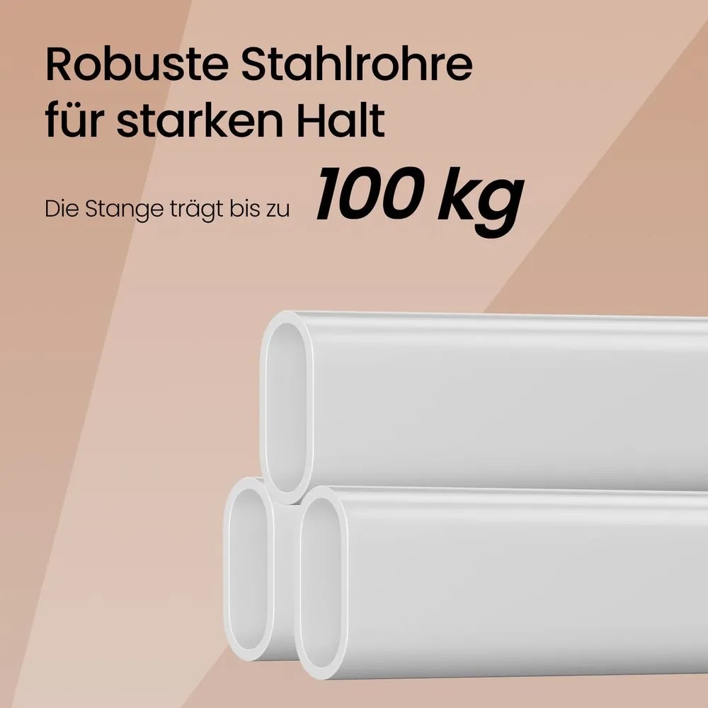 Cabideiro com rodas e barra extensível 45 x (92-132) x 161,5 cm branco