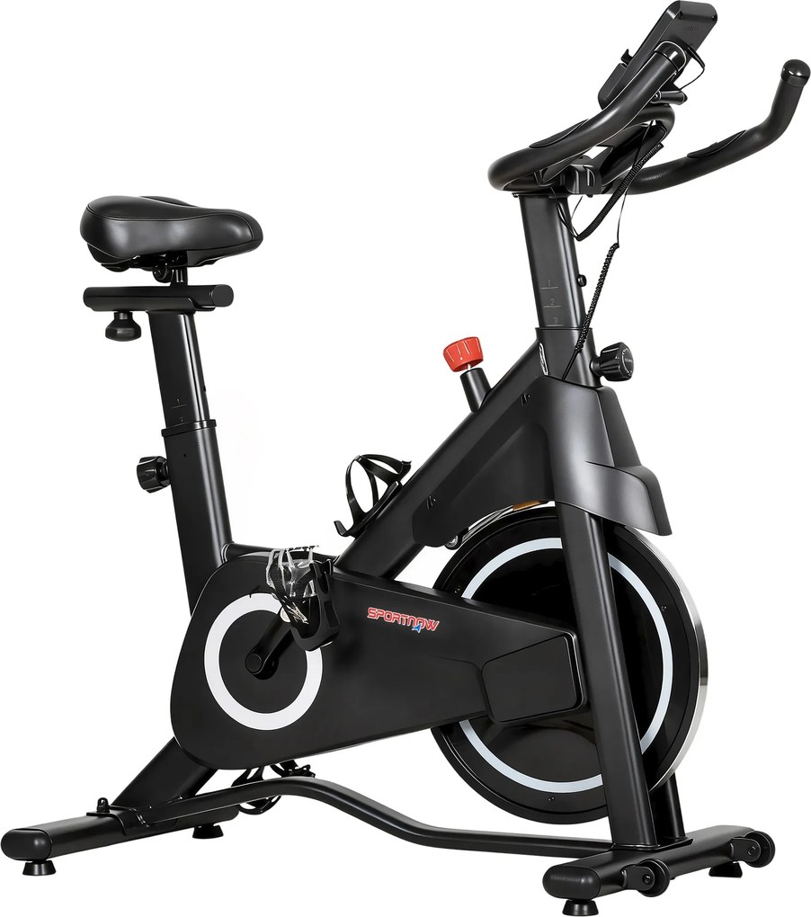 SPORTNOW Bicicleta de Exercício Bicicleta Estática Resistência Magnética Ajustável Ecrã LCD Assento Confortável 108x51x116 cm Branco | Aosom Portugal