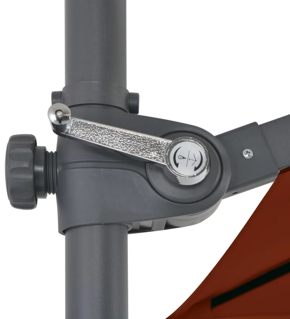 Guarda-sol jardim cantilever c/ poste aço 250x250 cm terracotta