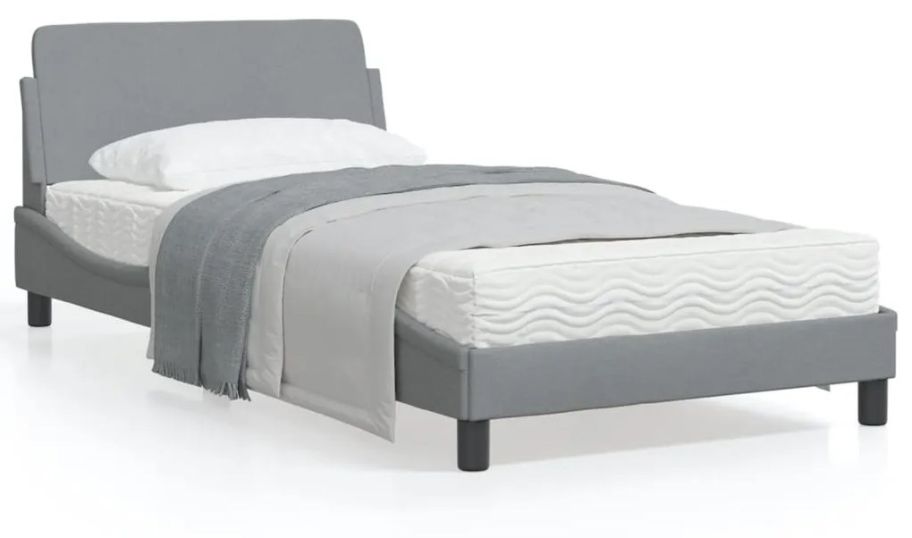 vidaXL Estrutura de cama sem colchão 100x200 cm tecido cinzento-claro