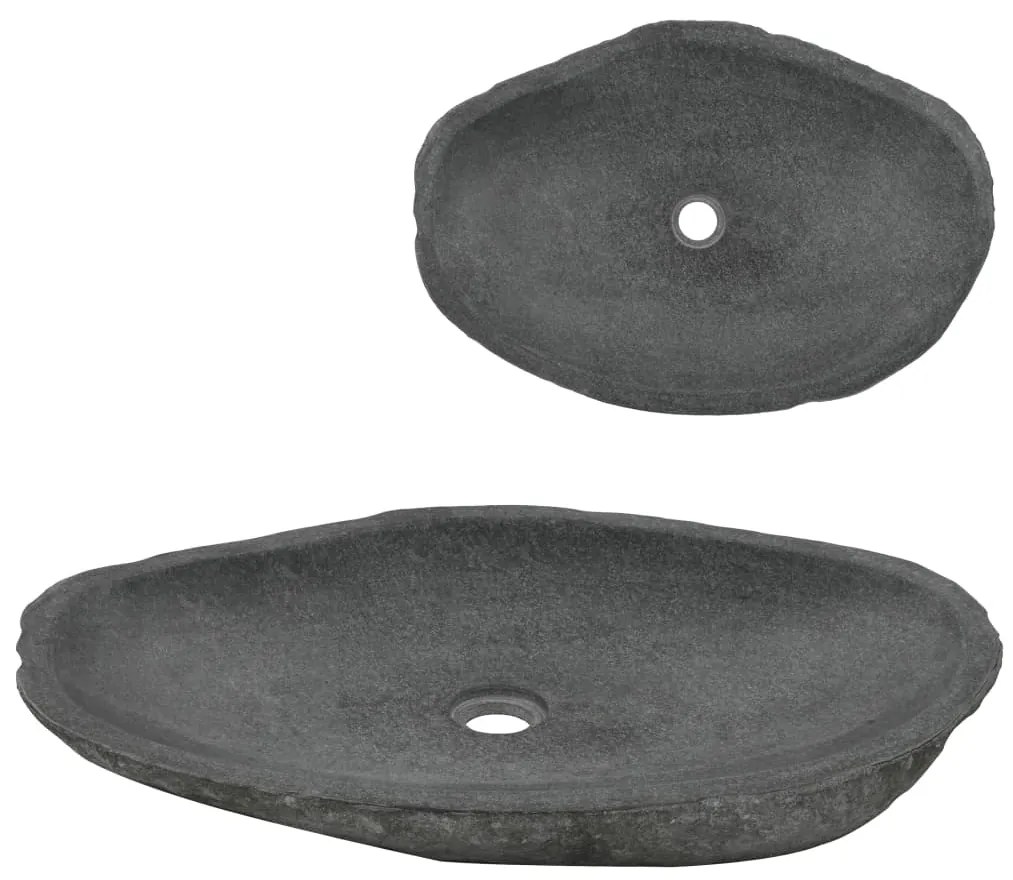 vidaXL Lavatório pedra do rio oval 60-70 cm