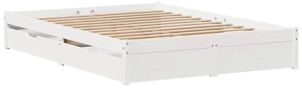 Cama sem colchão 160x200 cm madeira de pinho maciça branco
