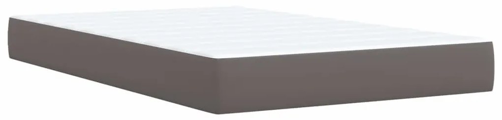 Cama boxspring com colchão 120x190 cm couro artificial cinzento