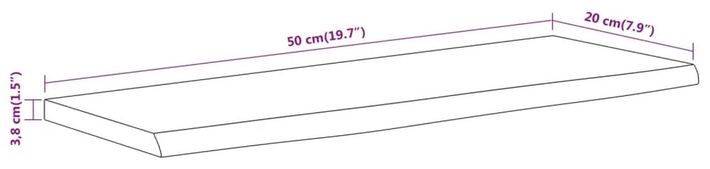 Prateleira de parede retangular 50x20x3,8 cm acácia maciça