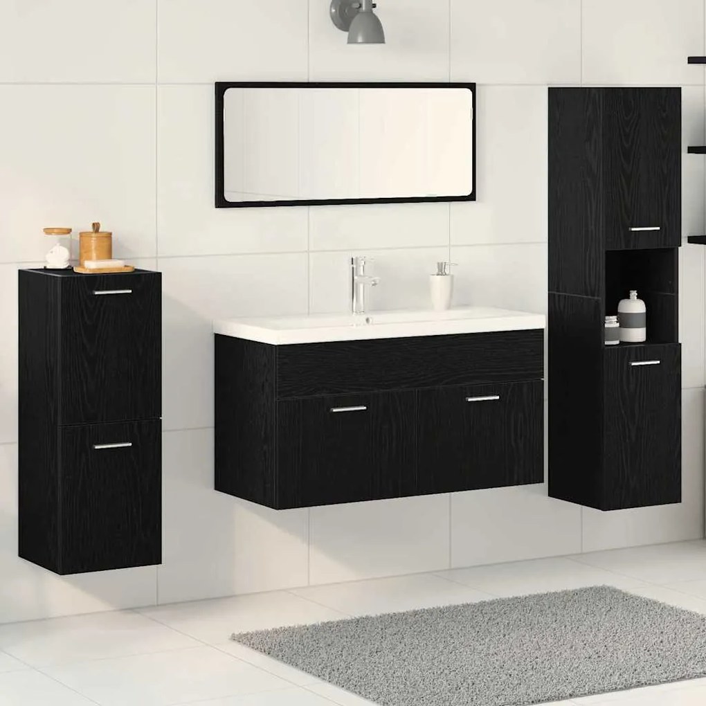 vidaXL Conjunto de Móveis para Banheiro 4 pcs Preto 30 x 30 x 130 cm