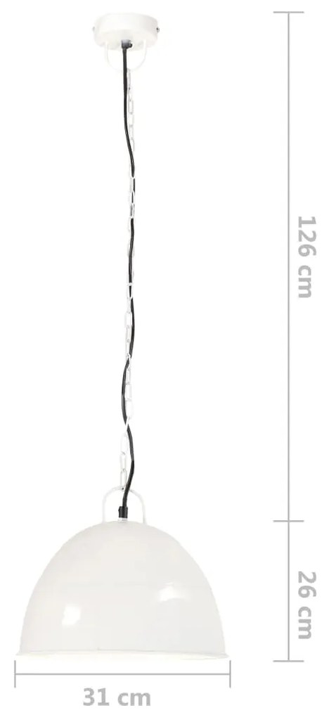 Candeeiro suspenso vintage indust. redondo 25W 31cm E27 branco