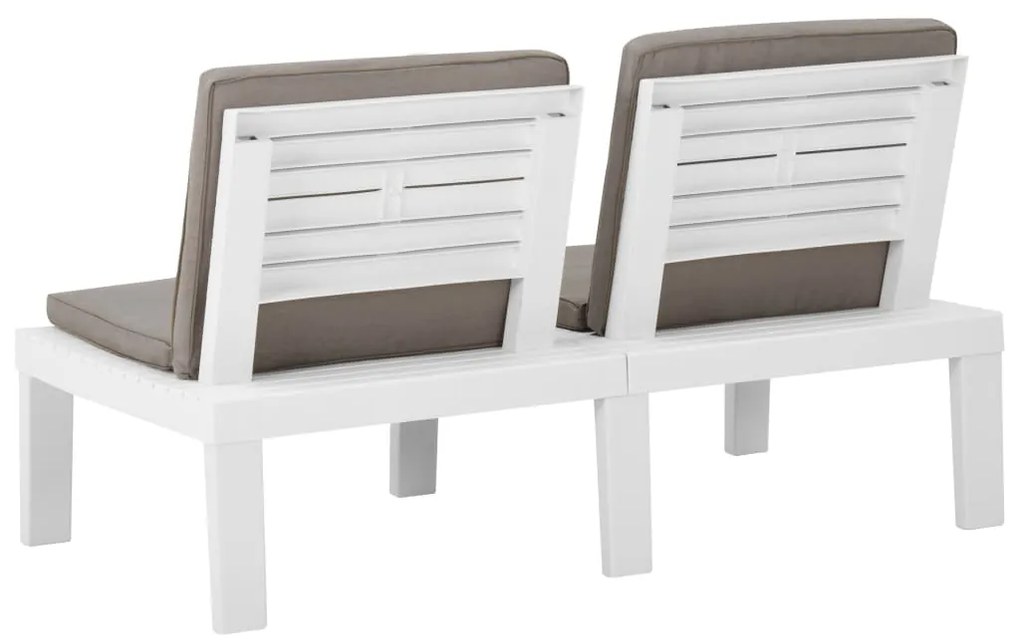 4 pcs conjunto lounge de jardim com almofadões plástico branco