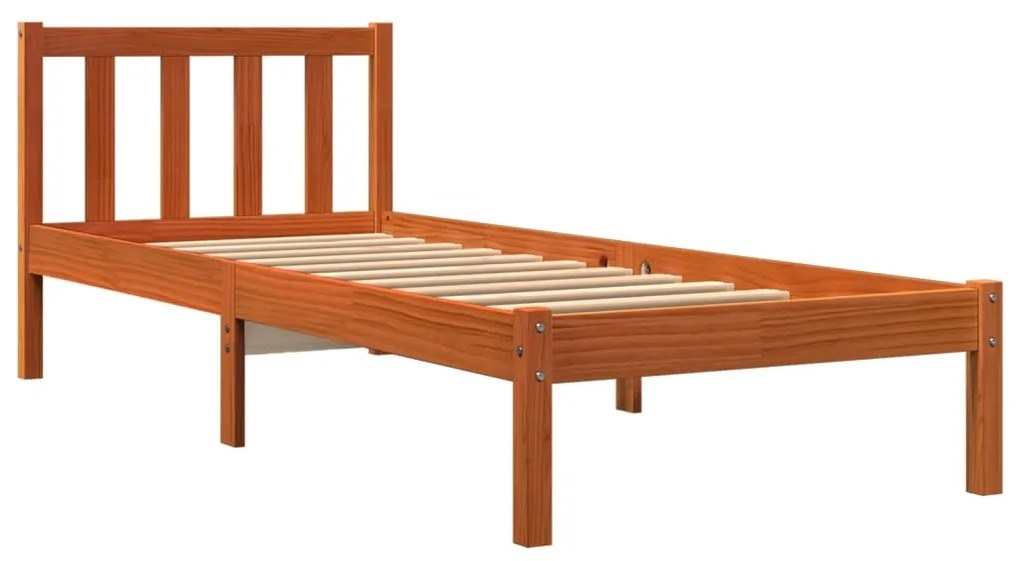 Cama sem colchão 75x190 cm madeira de pinho maciça castanho-mel
