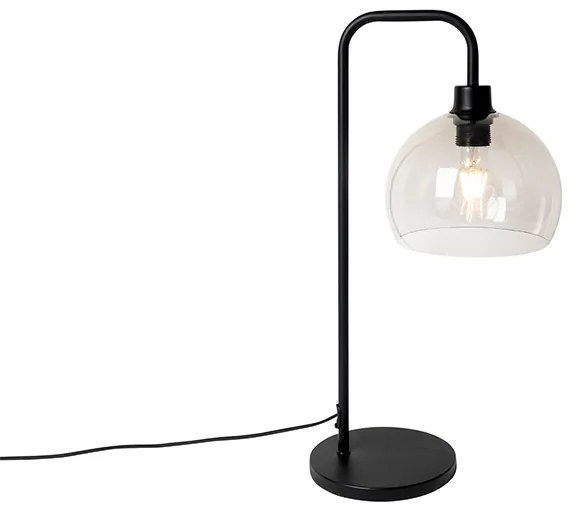 Candeeiro de mesa moderno preto com cúpula fumê - Maly Moderno