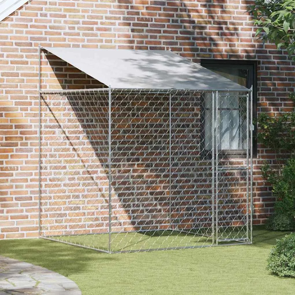 vidaXL Jaula para cão Prateado 200 x 200 x 258 cm Aço e PE