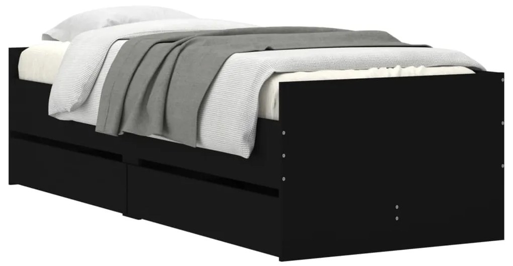 Estrutura de cama com gavetas 90x190 cm preto