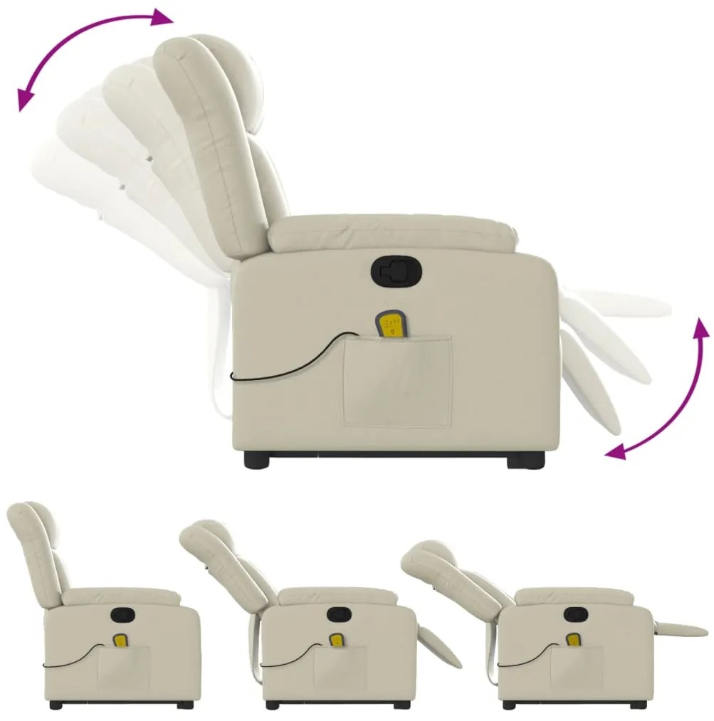Poltrona reclinável de massagens couro artificial cor creme