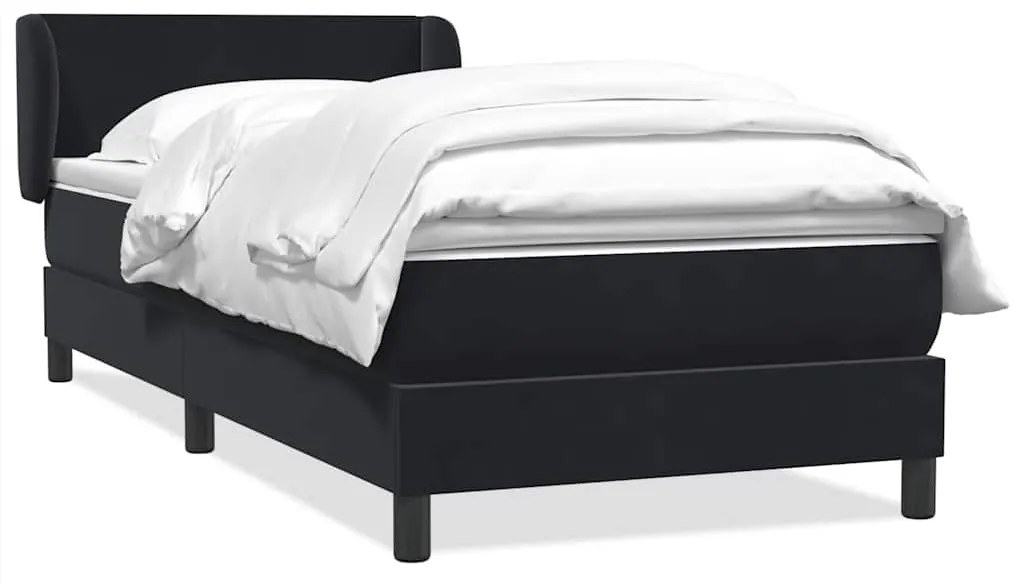 Cama com molas/colchão 80x220 cm veludo preto
