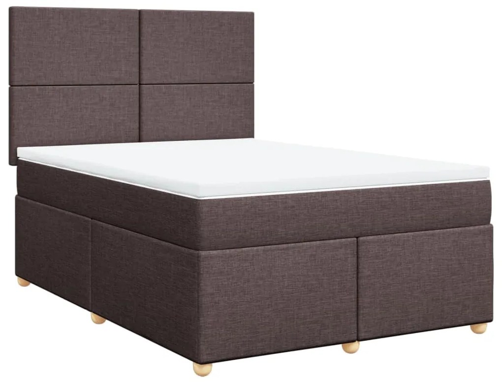 Cama com molas/colchão 160x200 cm tecido castanho-escuro