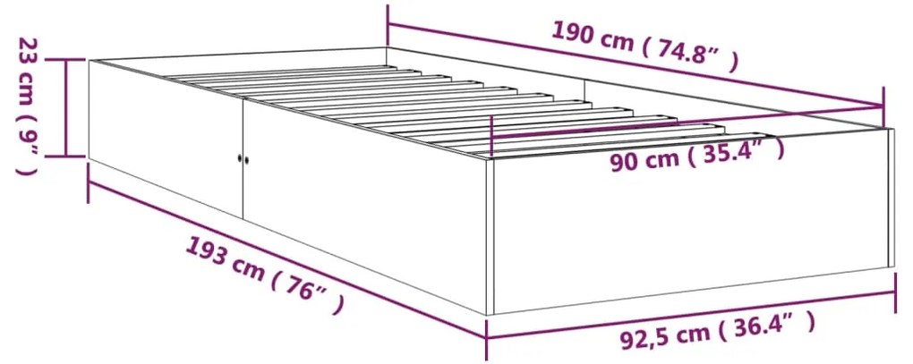 Estrutura de cama solteiro 90x190 cm madeira maciça