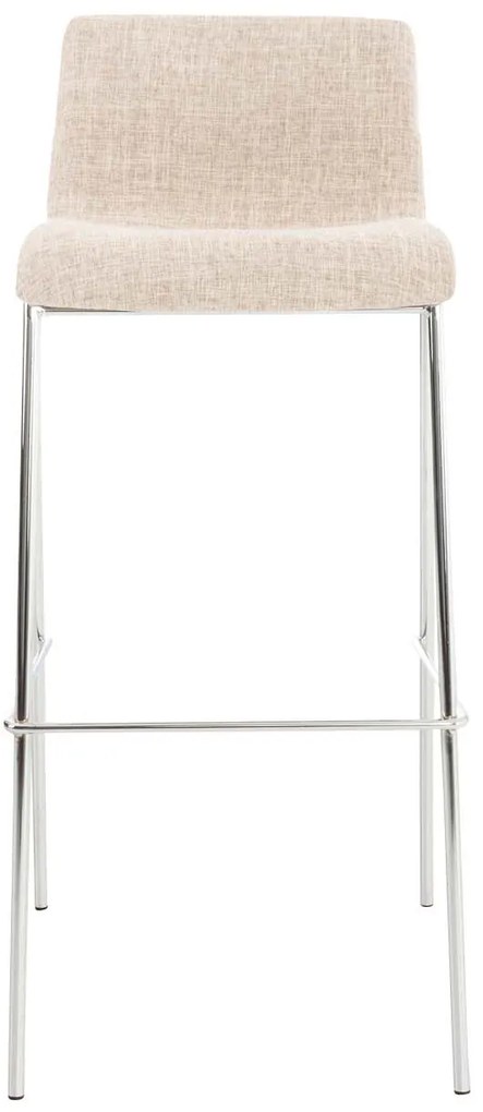 Conjunto de 2 bancos de bar Hoover em tecido e com estrutura cromada 43 x 100 x 48 cm Creme