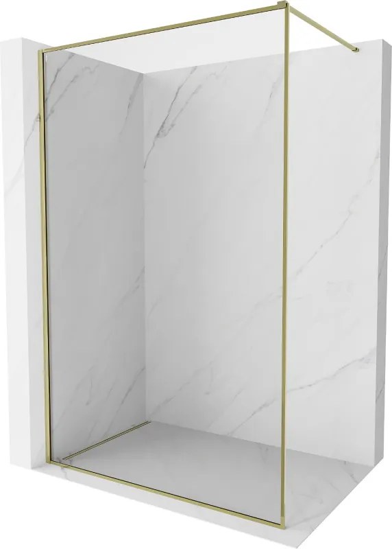 Mexen Kioto-F parede de duche Walk-in com moldura 100 x 202 cm, transparente 8 mm, dourada - 800-100-104-50-00