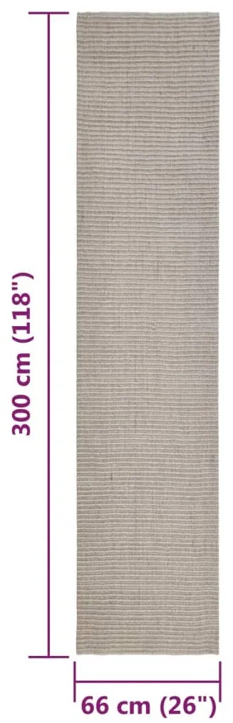 Tapete de sisal para poste arranhador 66x300 cm cor areia