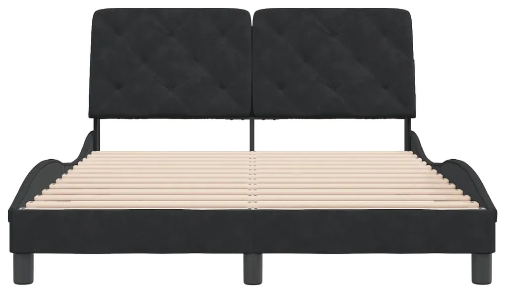Estrutura de cama sem colchão 140x190 cm veludo preto