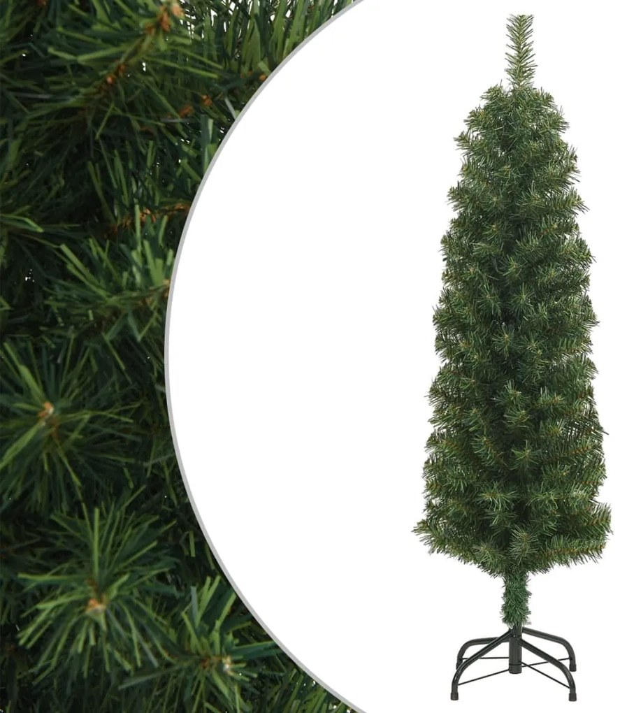 vidaXL Árvore de Natal artificial fina com suporte 150 cm PVC verde