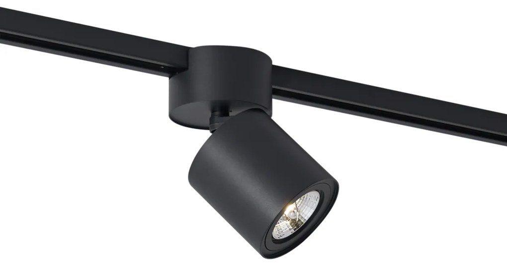 Foco moderno preto para sistema de calha monofásico GU10 70mm - Iconic Roto Moderno