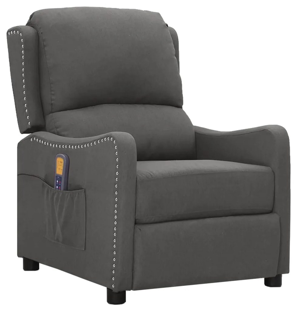 339031 vidaXL Poltrona de massagens tecido cinzento-escuro