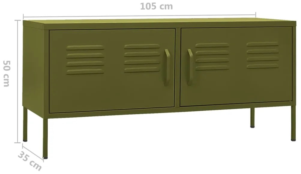 Móvel de TV aço 105x35x50 cm verde-azeitona