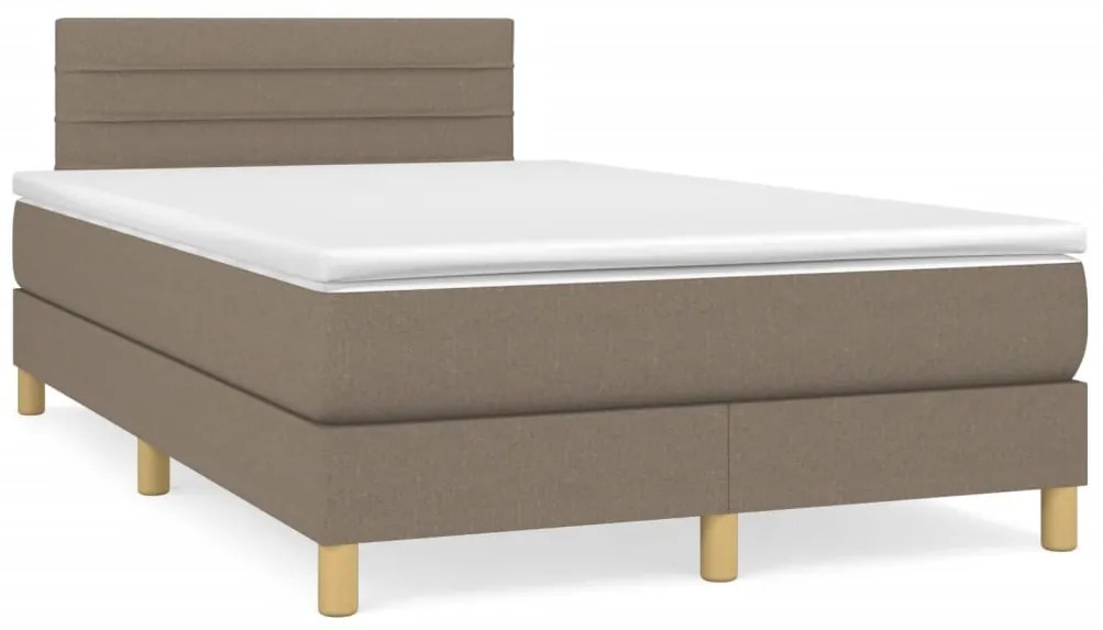 Cama boxspring c/ colchão 120x190cm tecido castanho-acinzentado