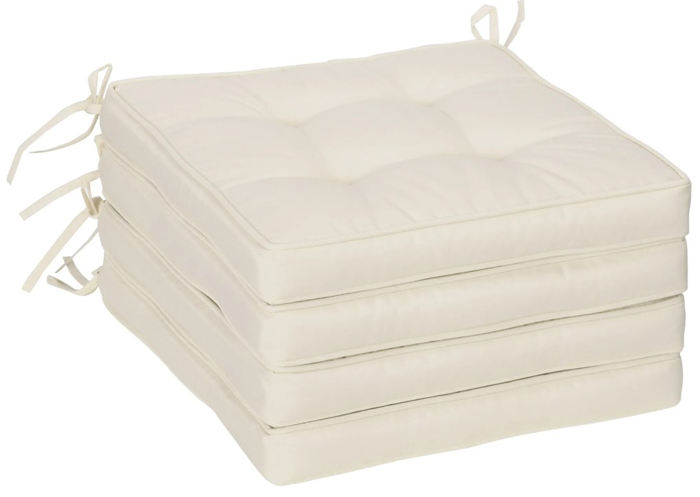 Outsunny Conjunto de Almofadas para Cadeiras de Jantar 42x42x5 cm Jogo de 4 Peças Almofadas para Cadeiras de Jardim Impermeáveis Creme | Aosom Portugal