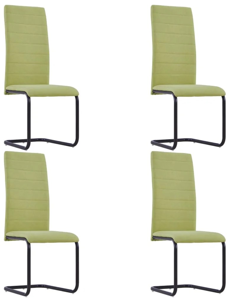 vidaXL Cadeiras de jantar cantilever 4 pcs tecido verde